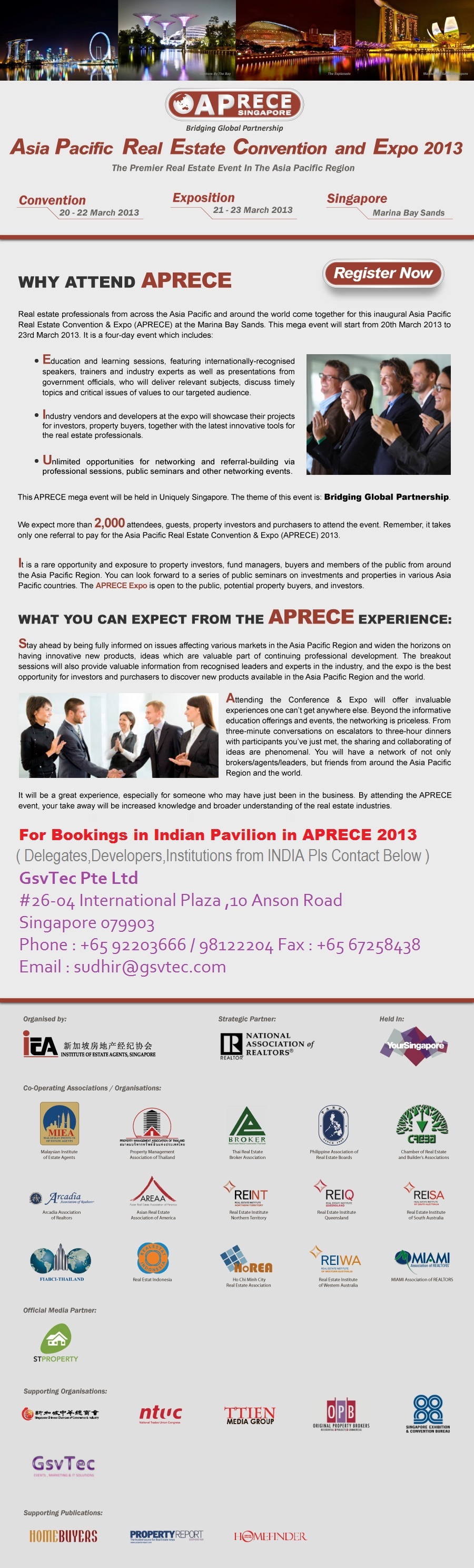 Indian property showcase at Indian Pavilion at APRECE 2013 Singapore - asia pacific real estate convention and expo 2013