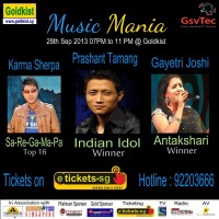 Music Mania 2013 on 28 Sep 2013 with Indian idol Prashant Tamang live in singapore, Karma Sherpa & Gayetri Joshi